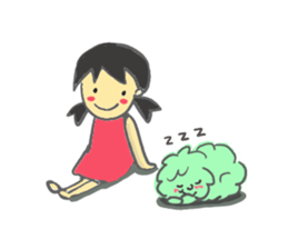 a soft sheep and agirl sticker #5583108