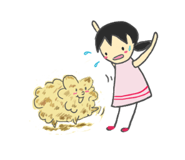 a soft sheep and agirl sticker #5583115