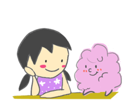 a soft sheep and agirl sticker #5583116