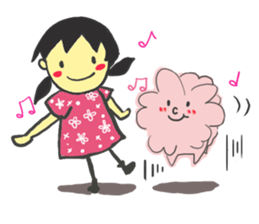 a soft sheep and agirl sticker #5583122