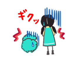 a soft sheep and agirl sticker #5583129