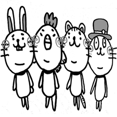 4 Animals Monochrome.