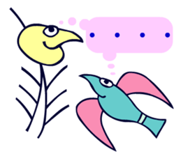 Dongba characters and cheerful bird sticker #5588227