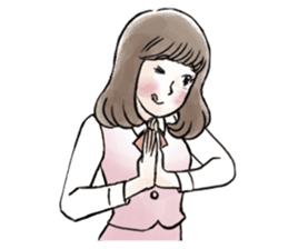 The mustache and the cute office girl. sticker #5602780