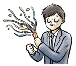 The mustache and the cute office girl. sticker #5602801