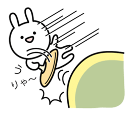 Fight! Rabbit with round fan sticker #5607806