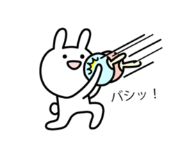 Fight! Rabbit with round fan sticker #5607821