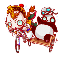Giant panda & Chinese specter boy sticker #5615019