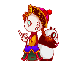 Giant panda & Chinese specter boy sticker #5615030