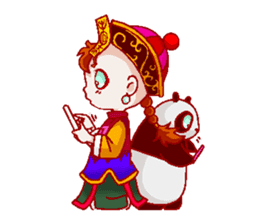 Giant panda & Chinese specter boy sticker #5615030