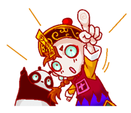 Giant panda & Chinese specter boy sticker #5615033