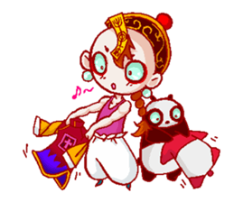 Giant panda & Chinese specter boy sticker #5615034