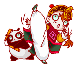 Giant panda & Chinese specter boy sticker #5615035