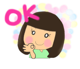 A girl of bob with straight bangs sticker #5621804