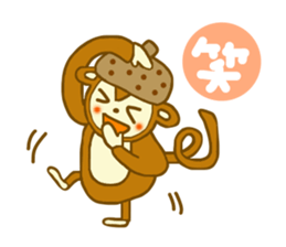 Acorn monkey for autumn and winter sticker #5690030