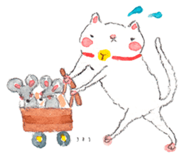 Easy going white cat sticker #5708738