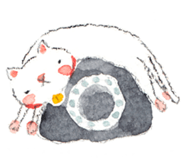 Easy going white cat sticker #5708741