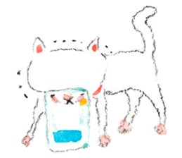 Easy going white cat sticker #5708747