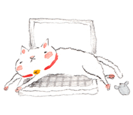 Easy going white cat sticker #5708748