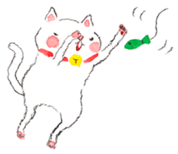 Easy going white cat sticker #5708750