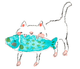 Easy going white cat sticker #5708759