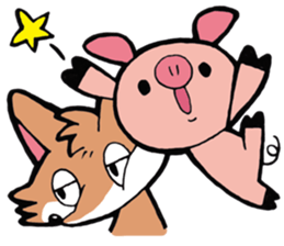 Wolf named Alone, and Pig named Pinkish sticker #5717628