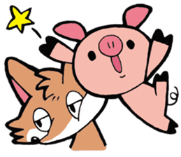 Wolf named Alone, and Pig named Pinkish sticker #5717628