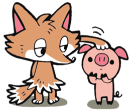 Wolf named Alone, and Pig named Pinkish sticker #5717638