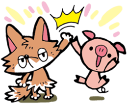 Wolf named Alone, and Pig named Pinkish sticker #5717647