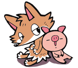 Wolf named Alone, and Pig named Pinkish sticker #5717652