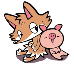 Wolf named Alone, and Pig named Pinkish sticker #5717652