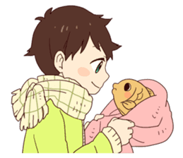 Warm fuzzy series(Boy and Taiyaki) sticker #5729440
