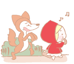 Cute red girl with Wolf story tale sticker #5731016