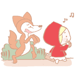 Cute red girl with Wolf story tale sticker #5731016