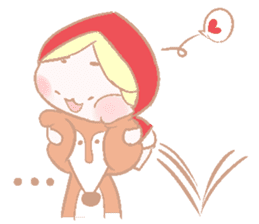 Cute red girl with Wolf story tale sticker #5731019