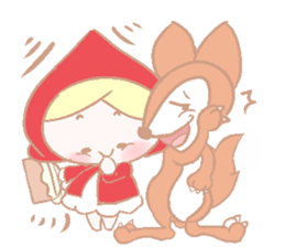 Cute red girl with Wolf story tale sticker #5731022