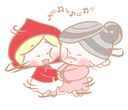 Cute red girl with Wolf story tale sticker #5731040