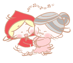 Cute red girl with Wolf story tale sticker #5731040