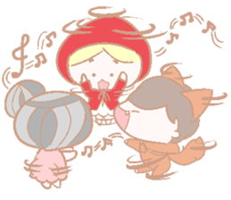 Cute red girl with Wolf story tale sticker #5731043