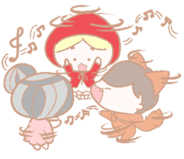 Cute red girl with Wolf story tale sticker #5731043