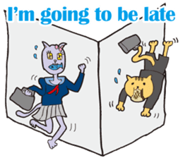 Cat high school students. sticker #5732445