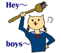 Cat high school students. sticker #5732460