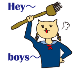 Cat high school students. sticker #5732460