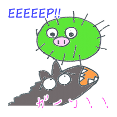 cute Wolf greeting and Funny piggy