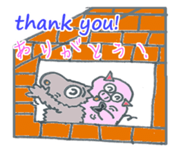cute Wolf greeting and Funny piggy sticker #5735891