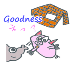 cute Wolf greeting and Funny piggy sticker #5735893