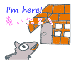 cute Wolf greeting and Funny piggy sticker #5735894