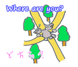 cute Wolf greeting and Funny piggy sticker #5735896