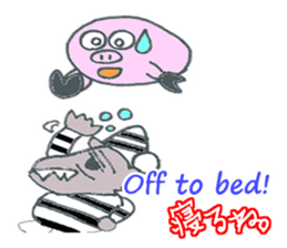 cute Wolf greeting and Funny piggy sticker #5735898