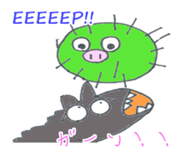 cute Wolf greeting and Funny piggy sticker #5735901